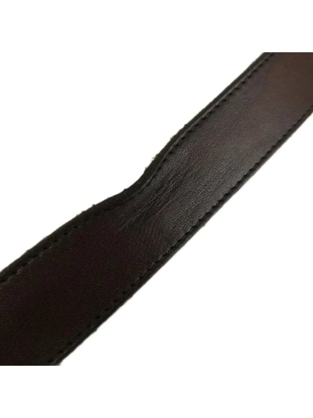 Saint Laurent Paris Double Buckle Leather Belt Cowhide Logo Gold Brown